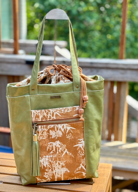 Green Leather Firefly Tote Bag